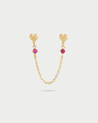 Heart chain double lobe earring with light point