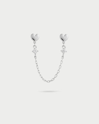 Heart chain double lobe earring with light point