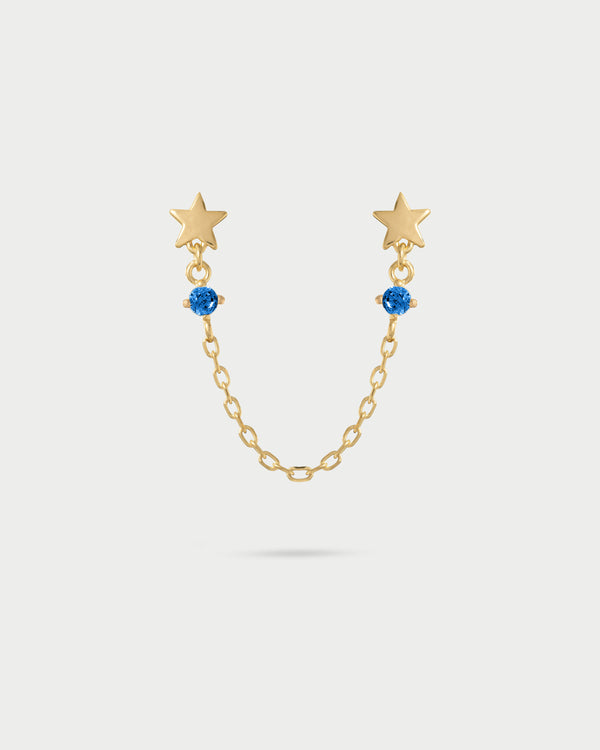Pendiente doble lóbulo cadena estrella con punto luz