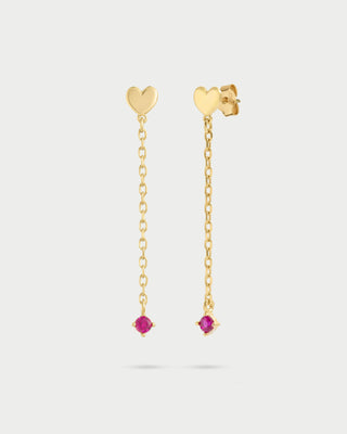 Earrings heart chain line and light point