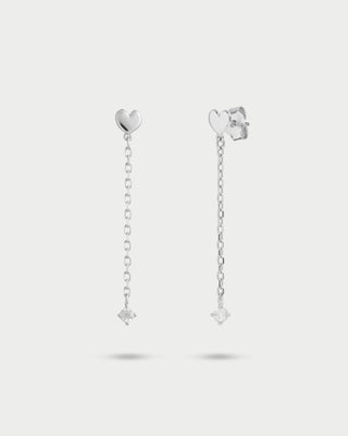 Earrings heart chain line and light point