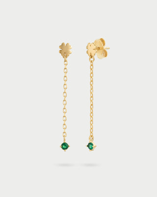 Earrings clover chain line and light point