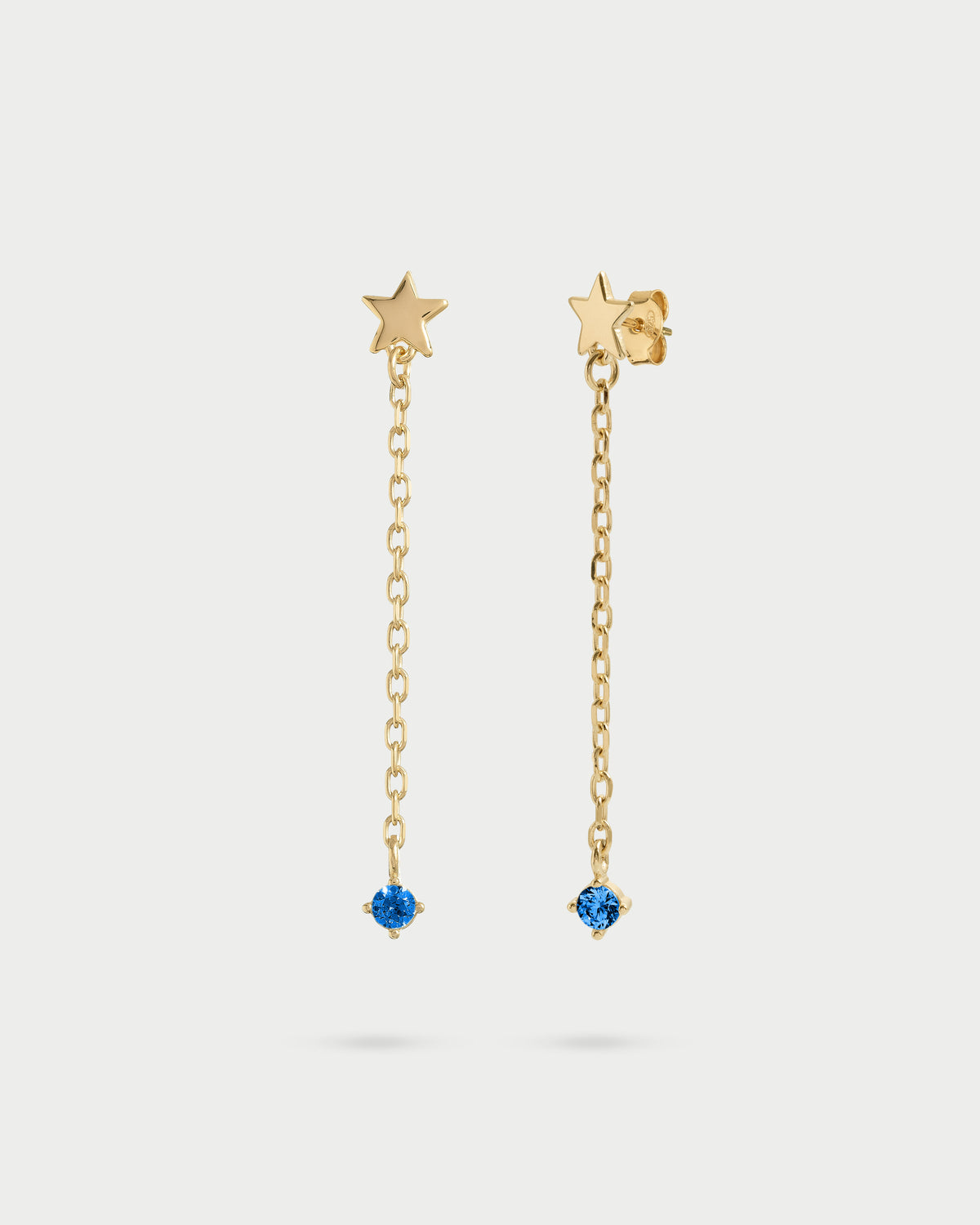Earrings star chain line and light point