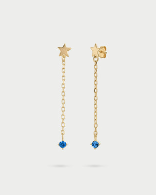 Earrings star chain line and light point