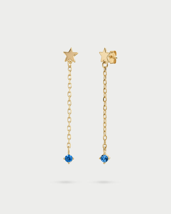 Pendientes de estrella, cadena, línea y punto de luz