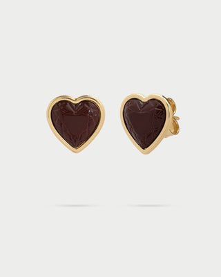 Choco heart lobe earrings