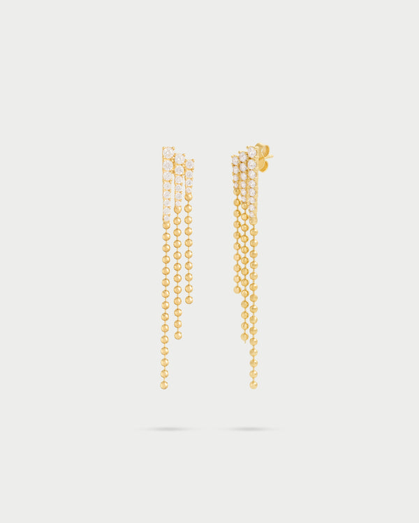 Triple fringed mini boul earrings