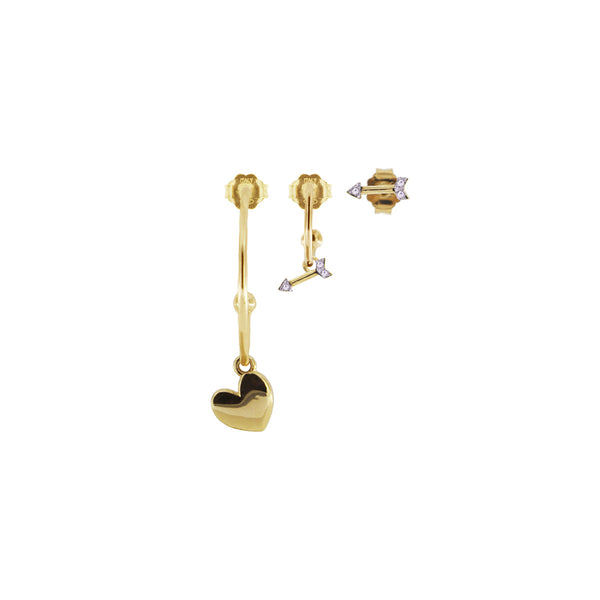 Orecchini Set 3 Pezzi Cuore/Freccia/Freccia