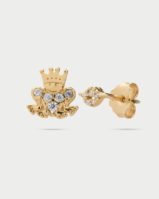 Stud Earrings with Zirconia Mouth/Frog