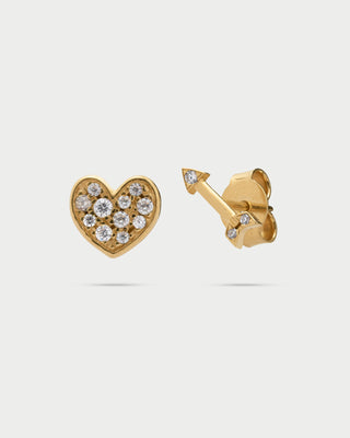 Stud Earrings with Zirconia Heart/Arrow