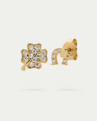 Stud Earrings with Zirconia Four-leaf Clover/Horseshoe