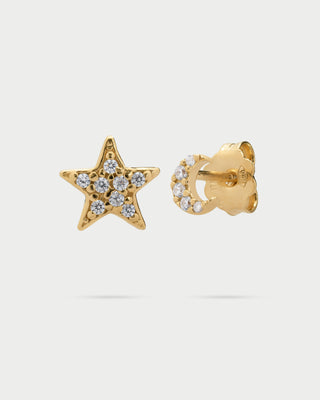 Stud Earrings with Zirconia Star/Moon