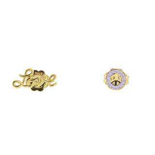 Stud Earrings with Zirconia Love/Peace