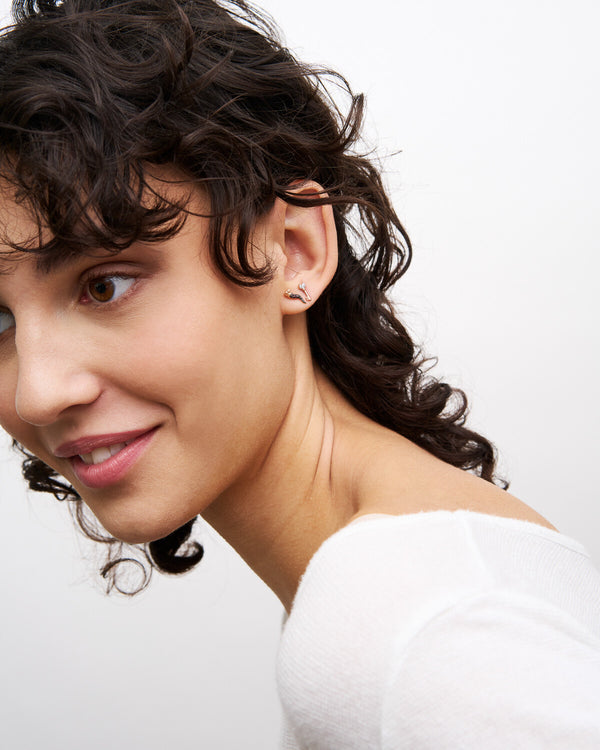 Orecchini Lobo con Zirconi Chiave/Corno