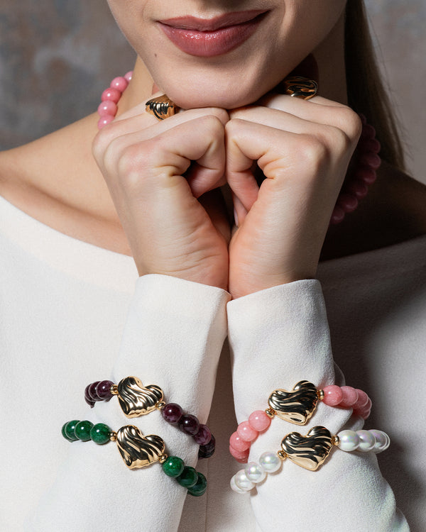 Bracciale Giada Rosa Cuore Bold