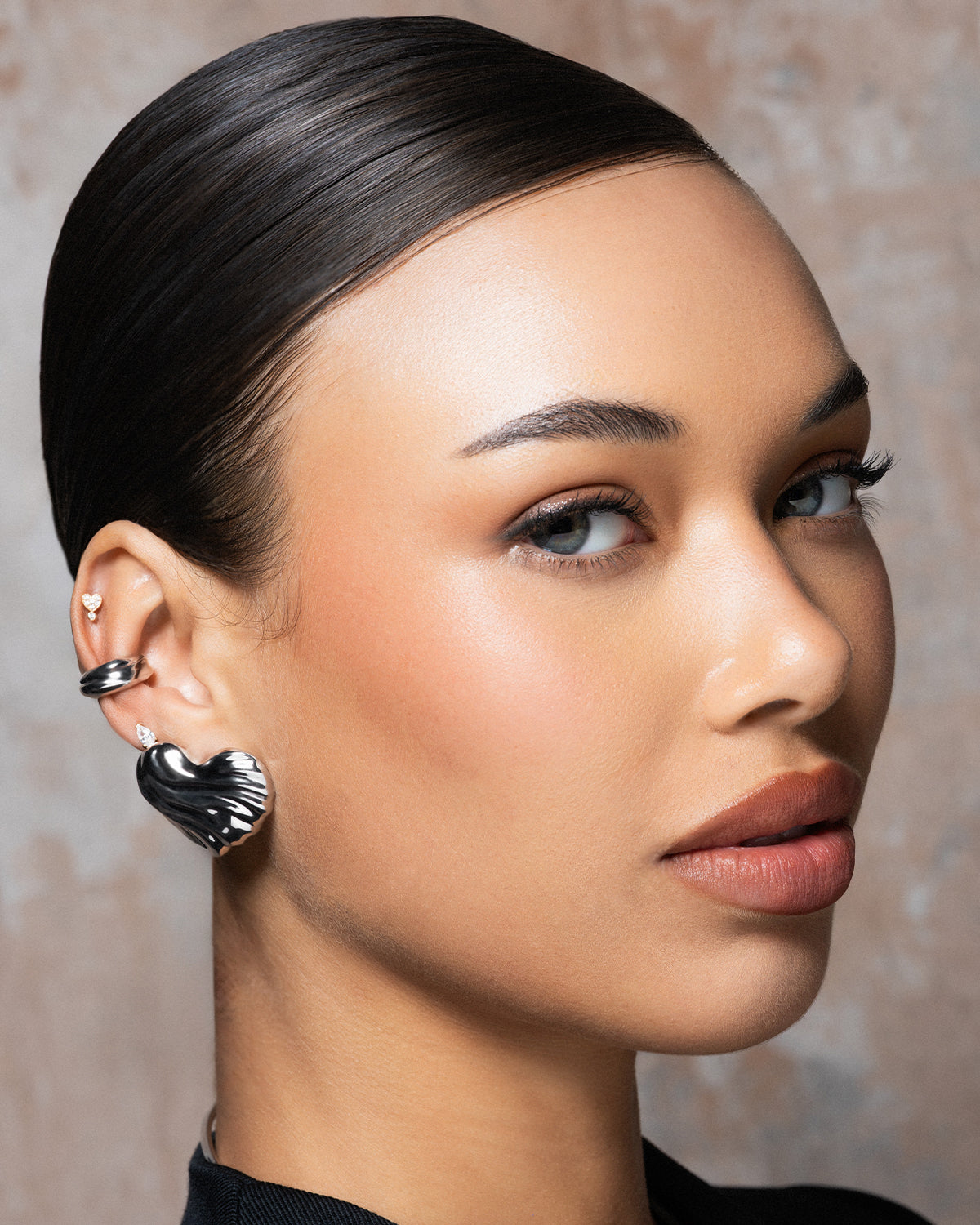 Pair of Bold Big Heart Earrings