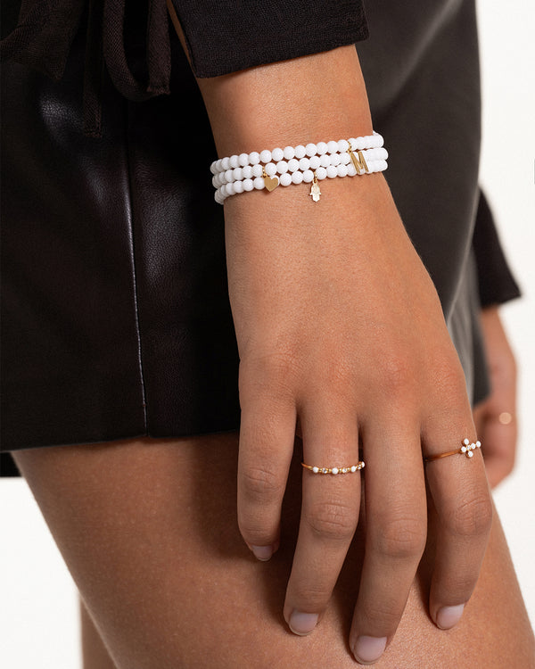 Elastic Bracelet Base in White Agate