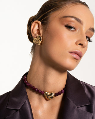 Pair of Bold Big Heart Earrings