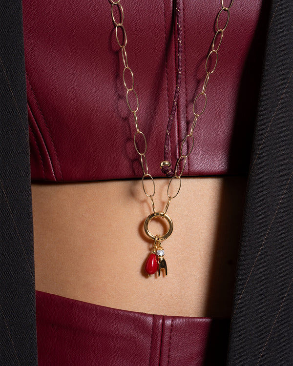 Long Necklace Base Oval Links and Circle Ring