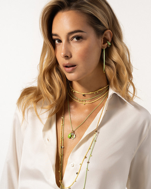 Necklace with Milky Zircon Nuggets and Medals