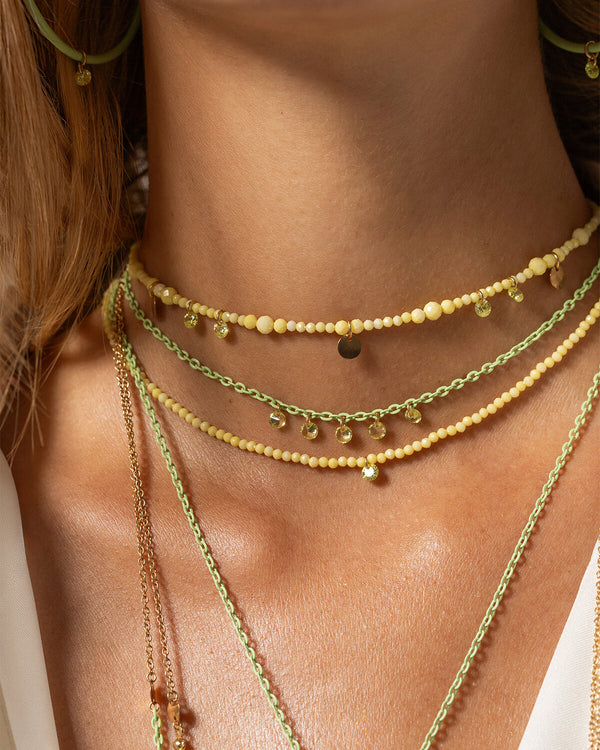 Painted chain choker and 5 zirconia