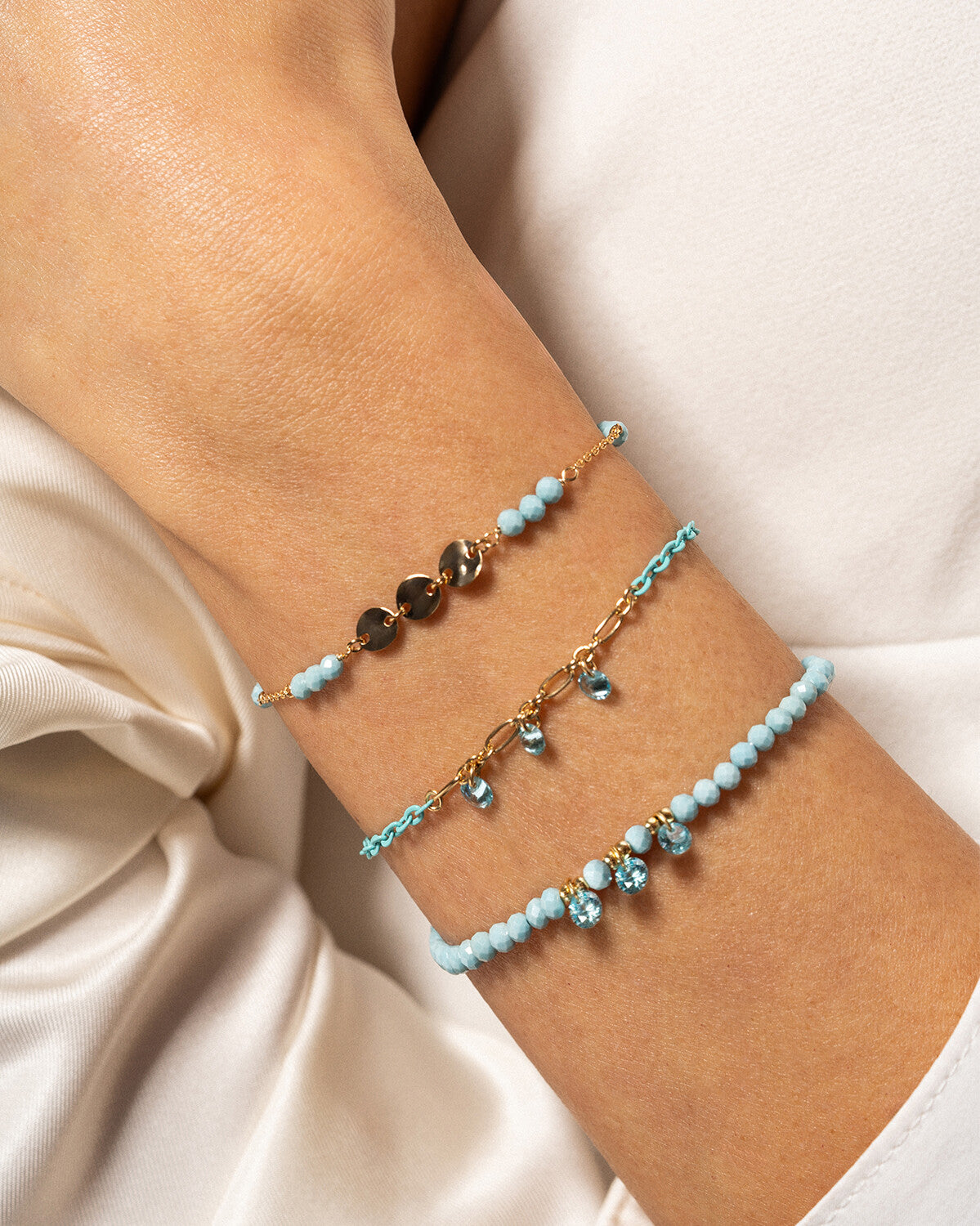 Pulsera de cadena de circonitas Milky and Medals