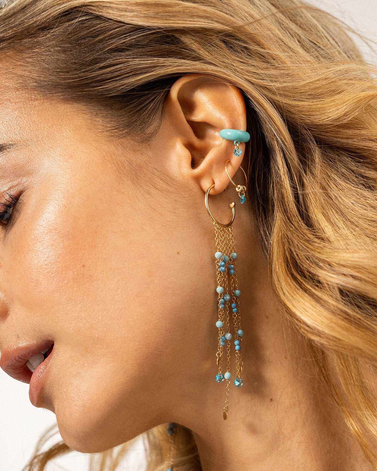 Piercing Mini Hoop zircone colorato e pepite