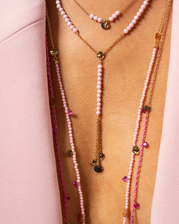 Collar rosario con pepitas de circonita Milky