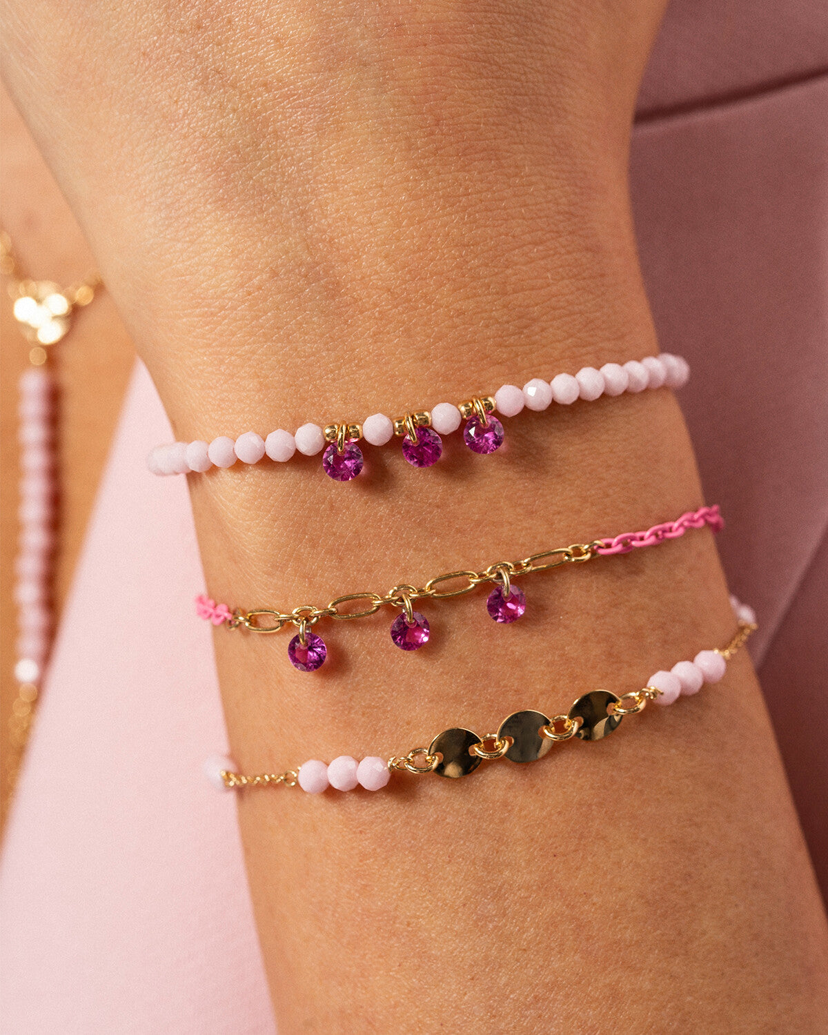 Pulsera de cadena de circonitas Milky and Medals