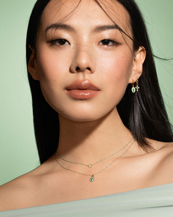 Madonna Enamel Choker and Enamelled Seed Chain - GOLD18KT