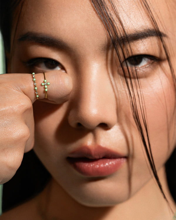 Anello fedina Corce smaltata e diamante lab-grown - ORO18KT