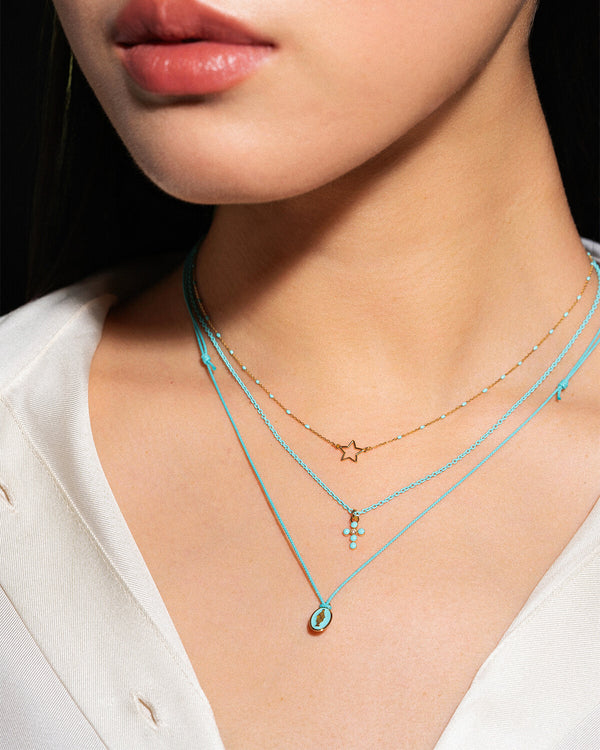 Enamel and lab-grown diamond cross choker with painted chain - GOLD18KT