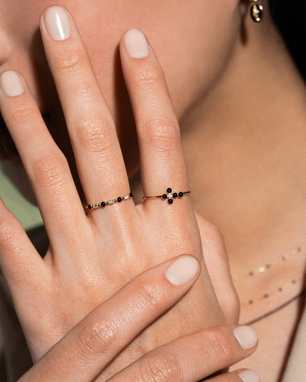 Anello fedina Corce smaltata e diamante lab-grown - ORO18KT