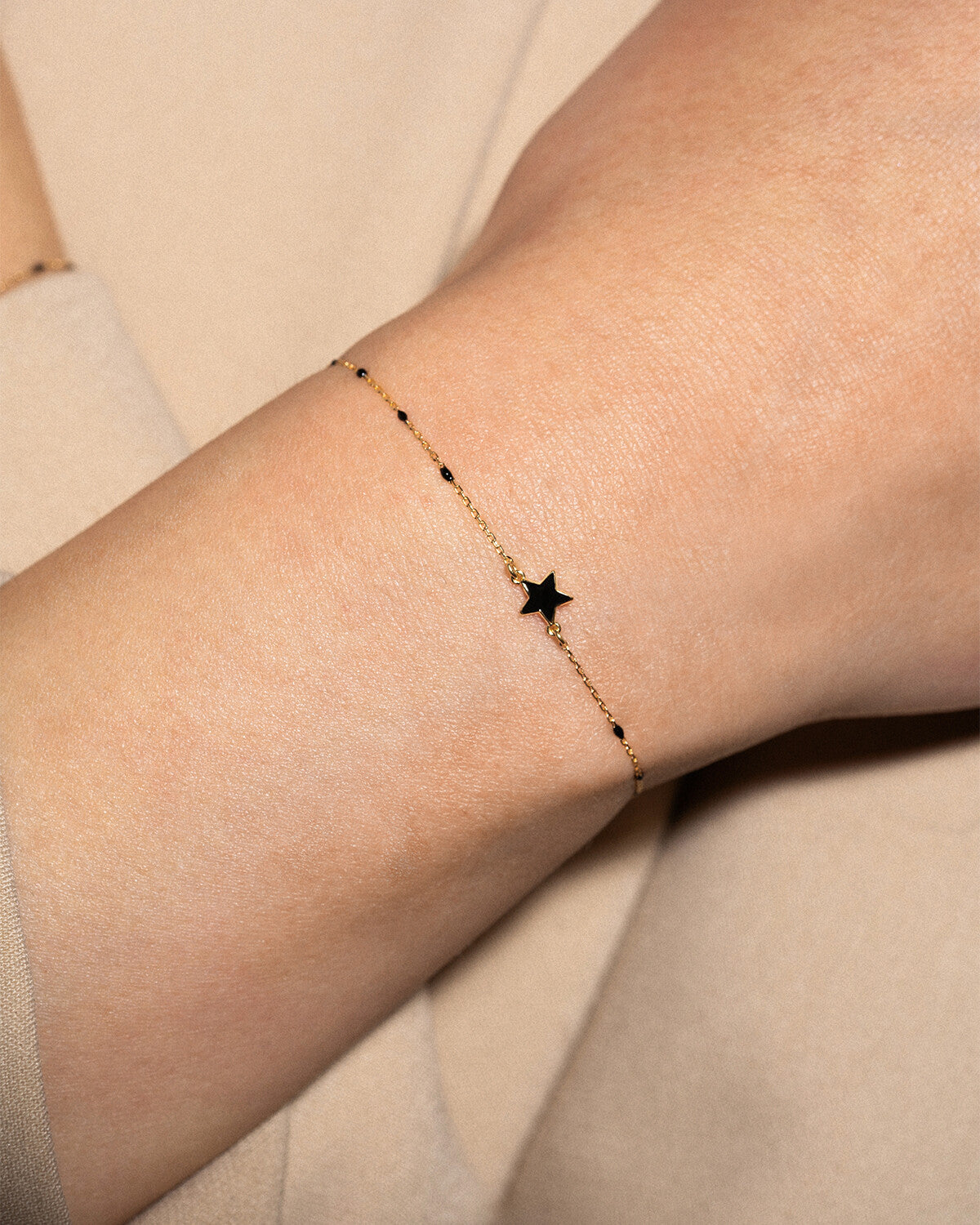 Bracciale stella smaltata e catena semino smaltato - ORO18KT