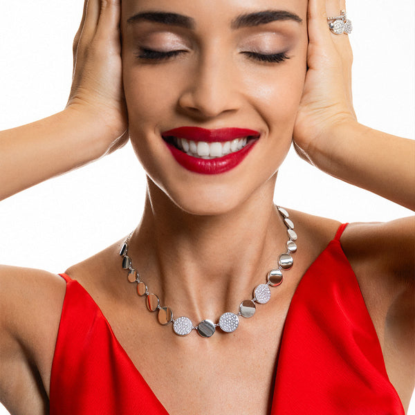 Gargantilla Luxury BIG CIRCLE con círculos lisos y pavé alternados - STARDUST TEN