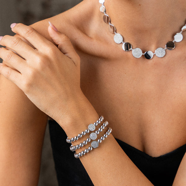 Gargantilla Luxury BIG CIRCLE con círculos lisos y pavé alternados - STARDUST TEN