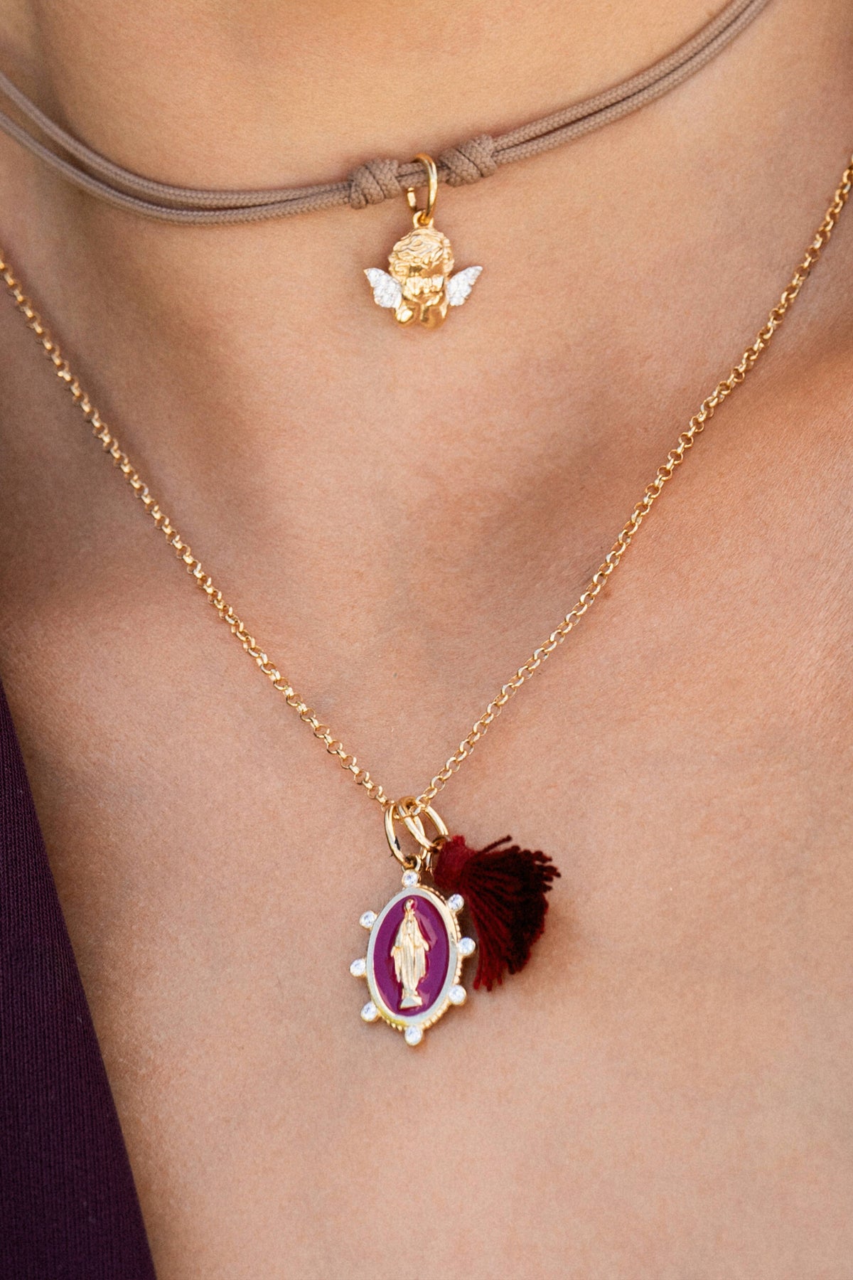 Burgundy Tassel Charm