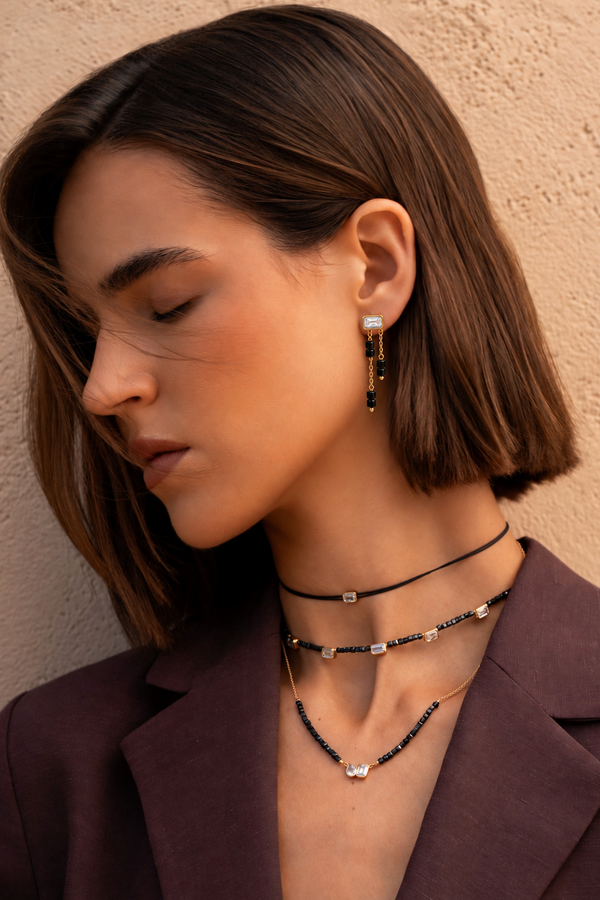 Pendientes colgantes con corte esmeralda