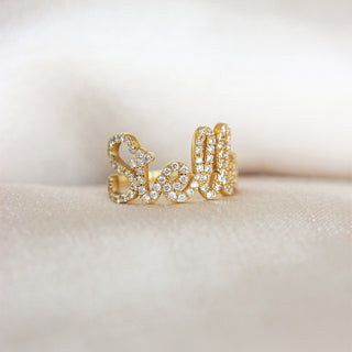 Customizable ring with name and Lab Grown Diamonds - ORO18KT