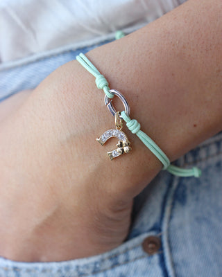 Bracciale soft cord Base ovale rodio
