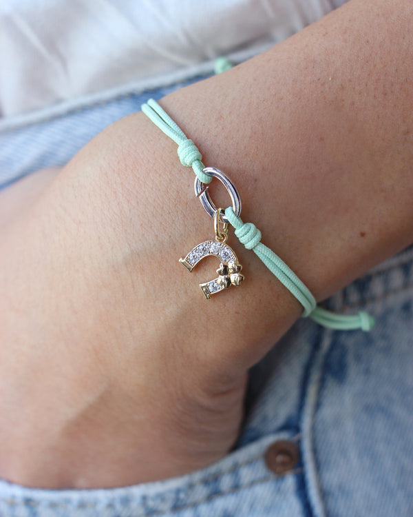 Soft cord bracelet Oval base rhodium