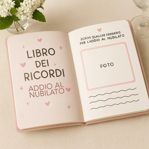 un libro dove appuntare tutti i ricordi della festa dell'addio al nubilato con foto e dediche