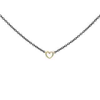 Choker with line heart and painted chain - ORO18KT