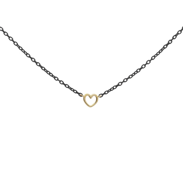 Choker with line heart and painted chain - ORO18KT