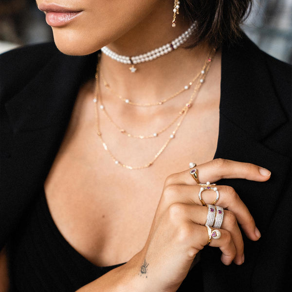 ANILLO DOBLE CONTRARIÈ PERLAS Y ZIRCONIA - GALACTICA