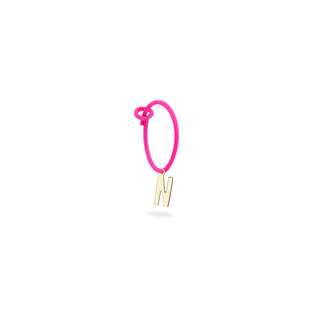 Mono-orecchino lettera hoop fucsia fluo - ORO18KT