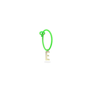 Mono-orecchino lettera hoop verde fluo - ORO18KT