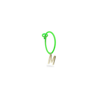 Mono-orecchino lettera hoop verde fluo - ORO18KT