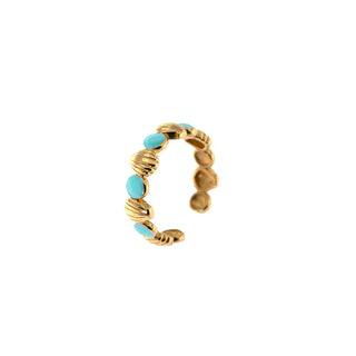 Anello Smalto Cabochon - Conchiglie Turchese