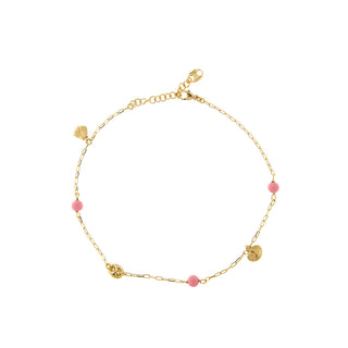 Anklet - Pink  details and Shell Charms